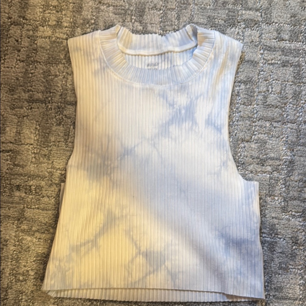 Aerie Blue and White Tie-Dye Muscle Tee